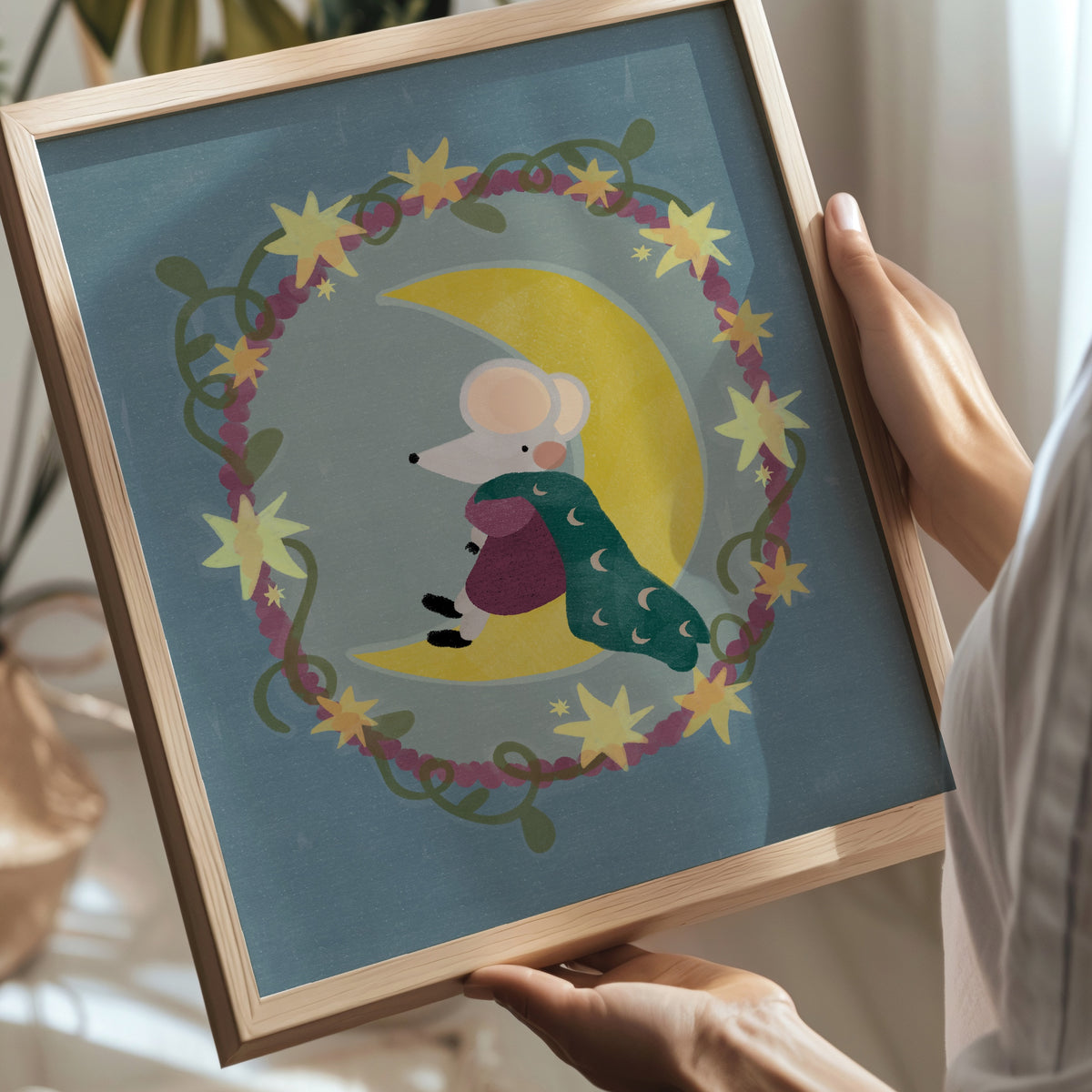Moonlit Mouse Woodland Nursery Print