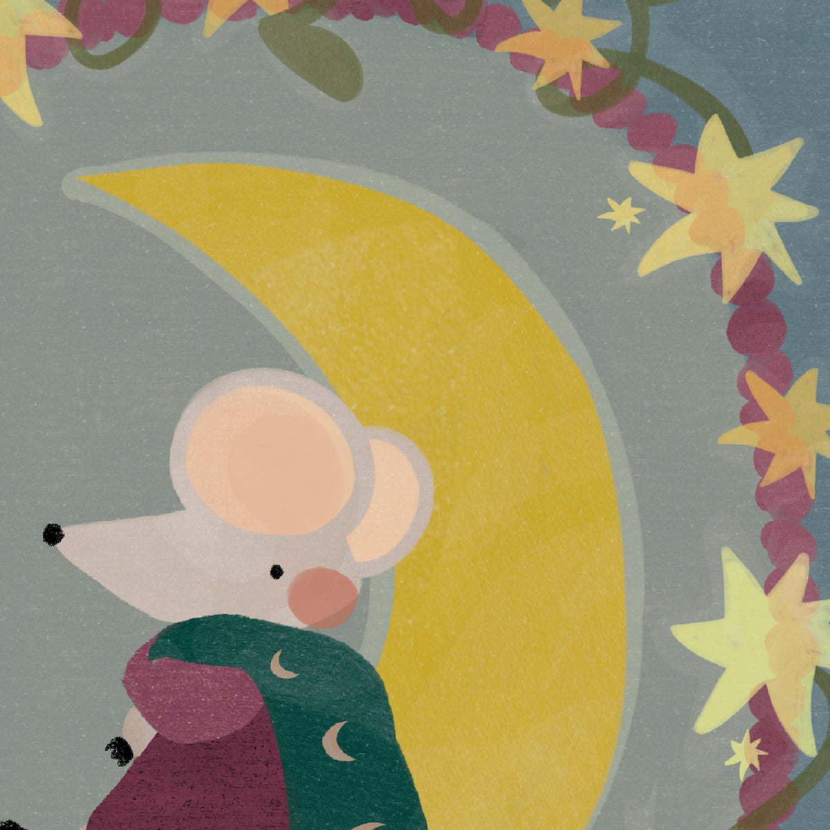 Moonlit Mouse Woodland Nursery Print